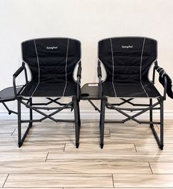 Camping Chairs with Side Tables – Set of 2