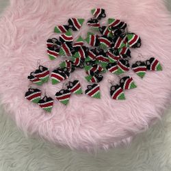 Handmade Kenyan Flag Beaded Earings