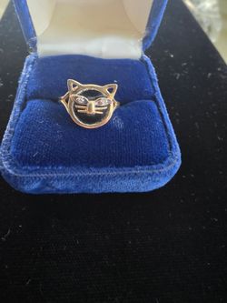 10k onyx cat ring diamond eyes