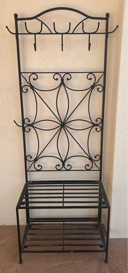 Iron Entryway Bench and Coat Rack