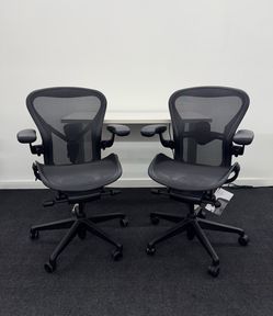 BRAND NEW HERMAN MILLER REMASTERED AERON CHAIRS SIZE B, ONYX (BLACK) FULLY LOADED WITH POSTURE FIT SL! & SEMI LOADED! 
