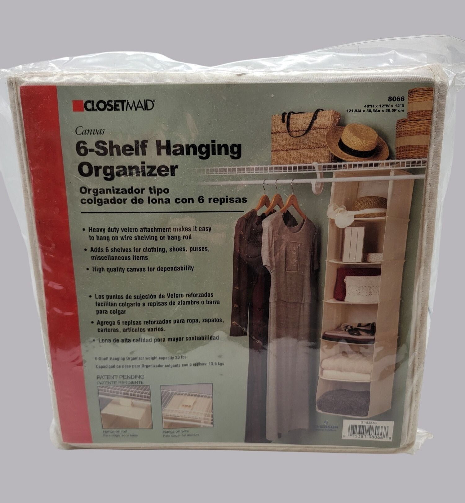 NWT Closet Maid Canvas 6-Shelf Hanging Organizer