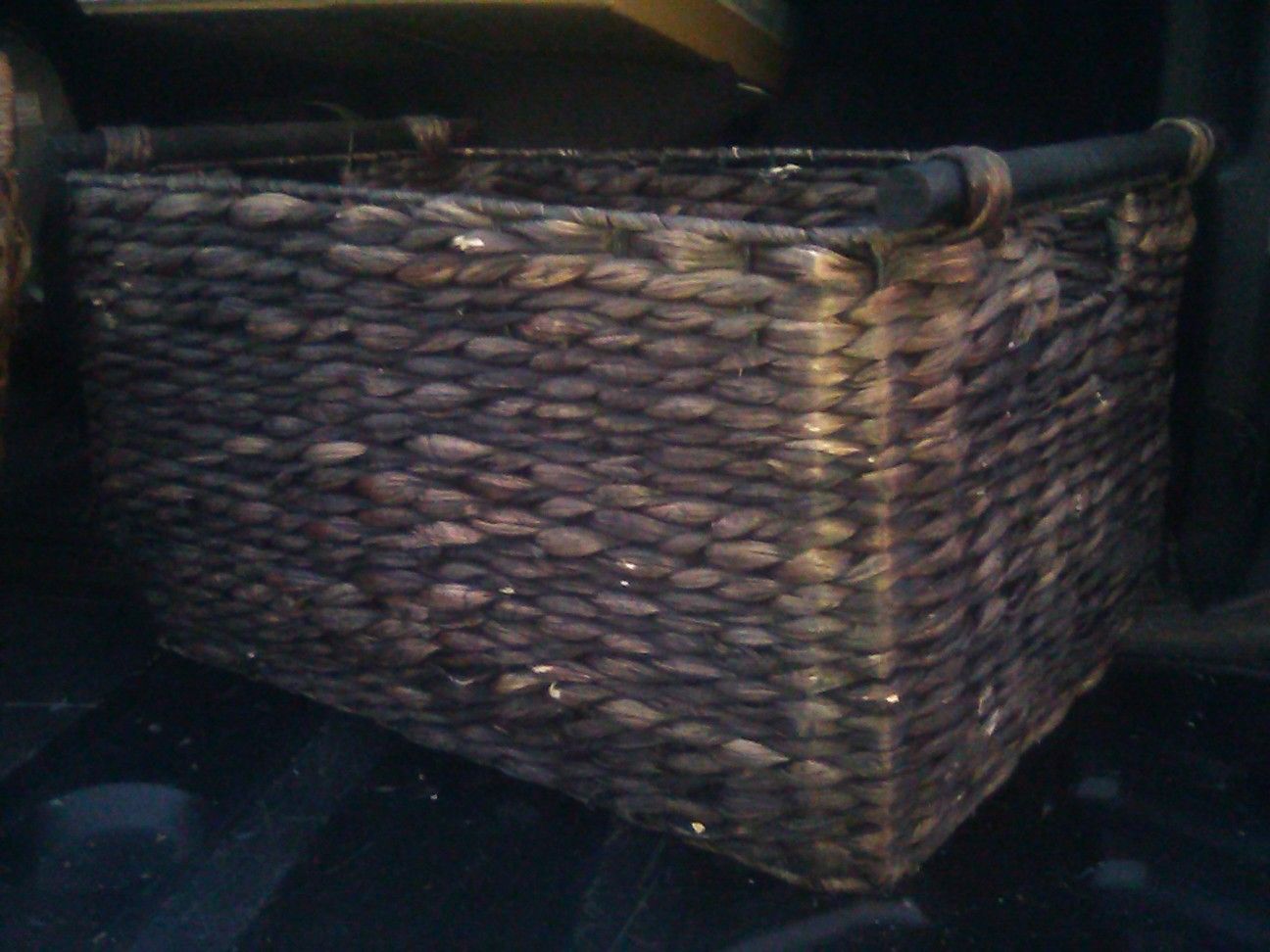 Pair of brand new wicker baskets with handles. Strong, durable for heavy weight