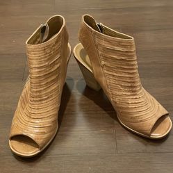 Paul Green Tan Cayanne Peep-Toe Heeled Boots