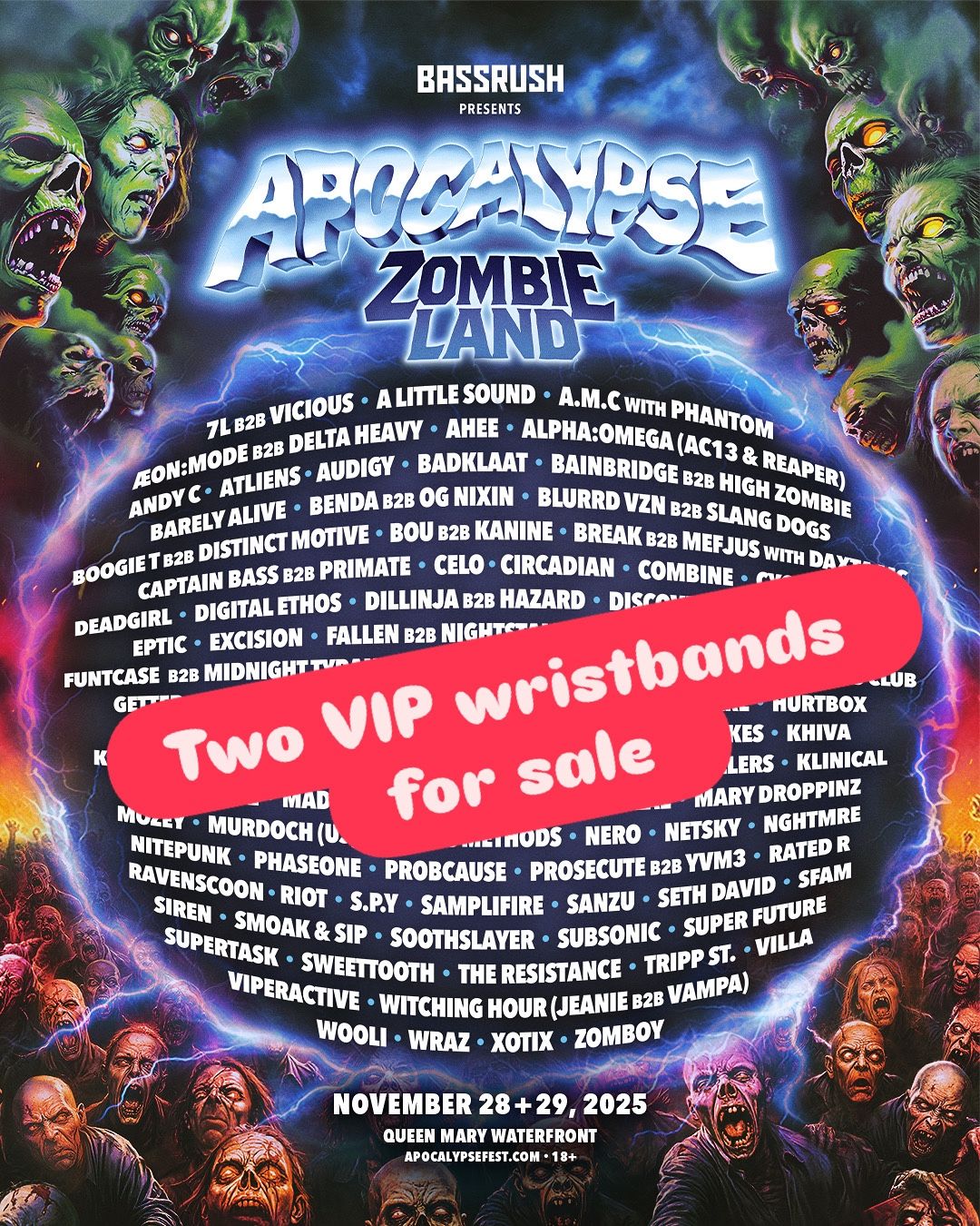 Zombie Land Apocalypse VIP Wristbands 
