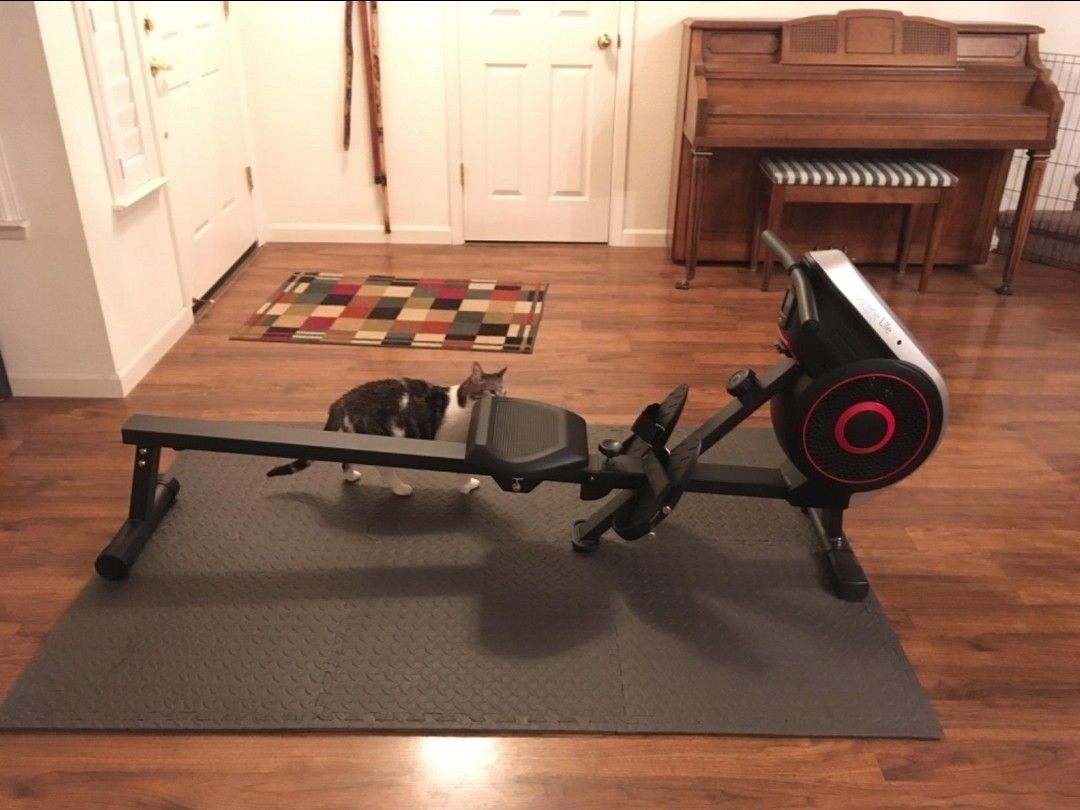 SereneLife Air & Magnetic Rowing Machine - Measures Time, Distance, Stride, Calories - For Gym or Home Cardio Workout