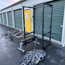 Gym Power Rack Weights Bar Weight Bench 