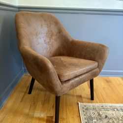 Mid Century Aged Fabric Accent Chair