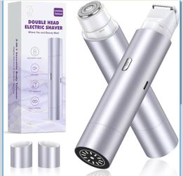 Bikini Trimmer for Women, Dual Head Face Shaver Body Hair Trimmmer, IPX7 Waterproof Womens Electric Razor for Legs, Purple