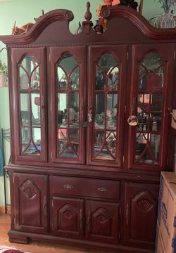 Cherry lighted hutch