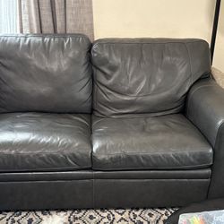 Gray REAL Leather Couch 