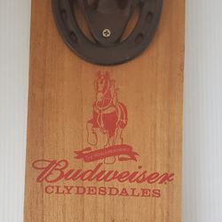 Budweiser Clydesdales Wall Sign With Horseshoe Beer Bottle Opener Anheuser-Busch

