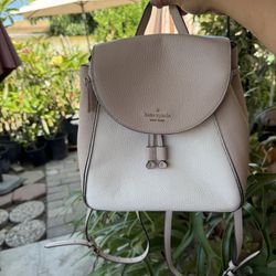 Kate Spade Leila Colorblock Drawstring Medium Flap Leather Backpack - Warm Beige