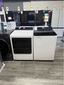 LG - 5.5 Cu. Ft. High Efficiency Smart Top Load Washer with EasyUnload  & 7.3 Cu Smart 220 Volt Electric Dryer With AI Dryer Laundry Pair In Alpine Wh
