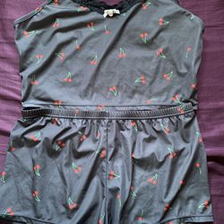 Black cherry print pajama set
