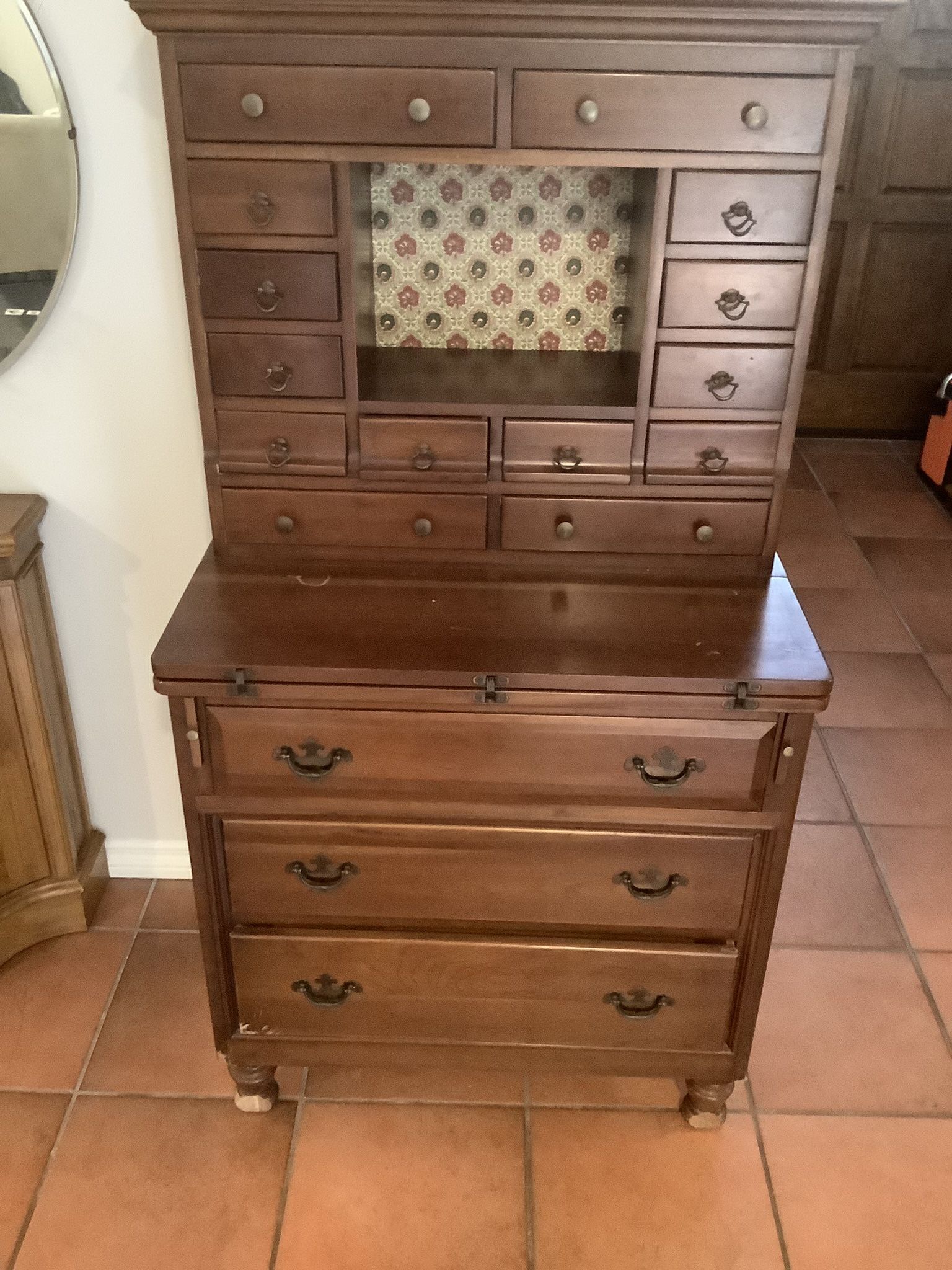 Davis Vintage Redwood Apothecary Desk Hutch