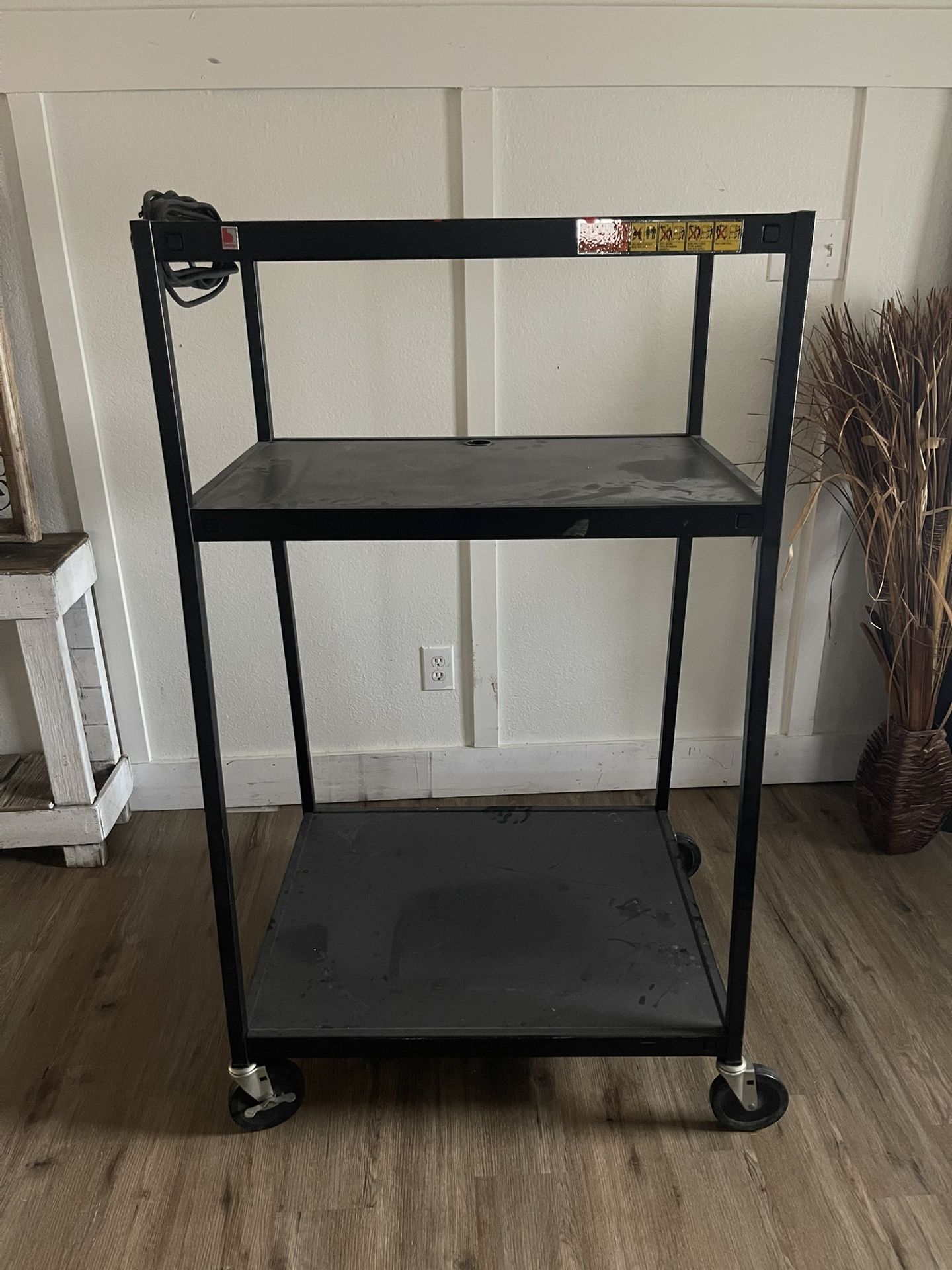 Metal Cart With Wheels And Power Strip 
