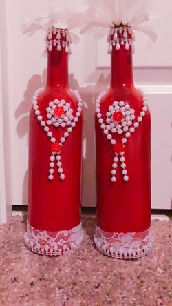 Red with white beads