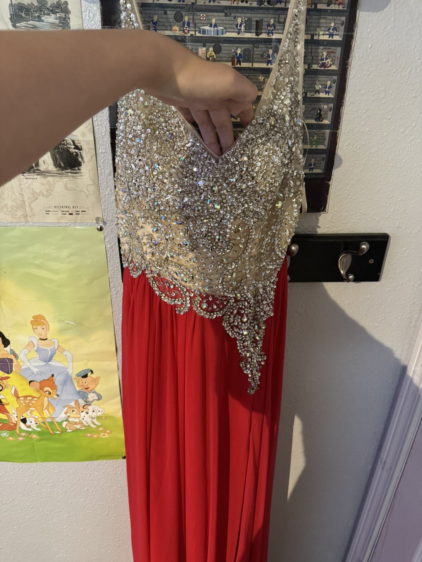 Red Slit Floor Length Corset Prom/Quince Dress