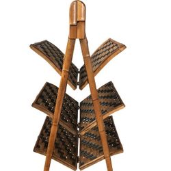 Rattan Wicker magazine rock or towel holder Mid Century Folds Flat