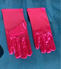 Pink Satin Short Gloves
