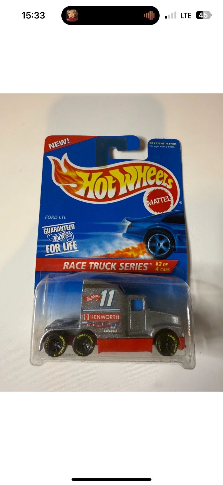 hot wheels race truck series #2 of 4 cars with real racing tires