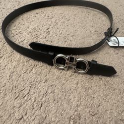 Salvatore Ferragamo Gancini Double Sided Buckle Women’s Leather Belt with Tag, Size 80