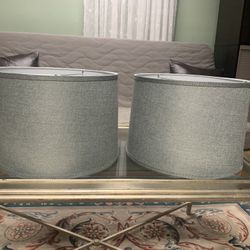 Two Gray Lamp Shades 10”H x14”Wx15”D