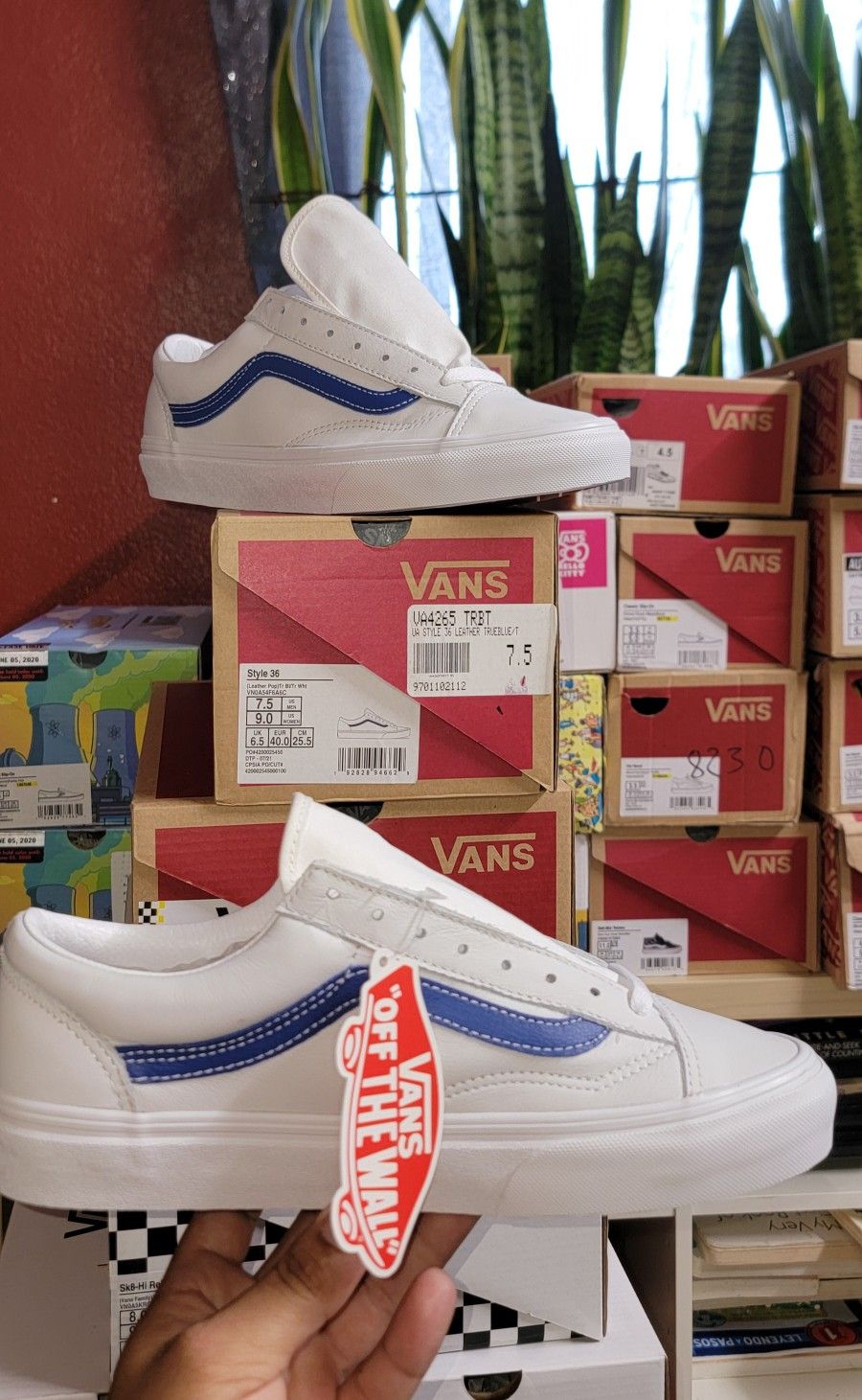 Vans Style 36 (Leather Pop) True Blue/True White Men 7.5 M Usa Women 9 M Usa
