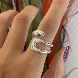 20mm wide 925 sterling silver irregular open adjustable ring could fits size 6-10