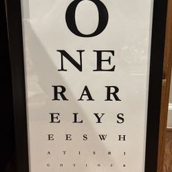 Framed Wall Decor Art - Seeing Eye Chart / Vision Test, "One Rarely Sees..." / Home Decor