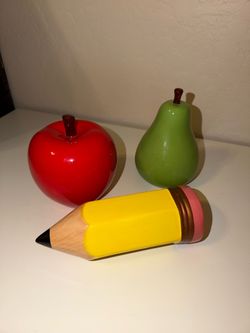 Ceramic Pencil, Pear, & Apple