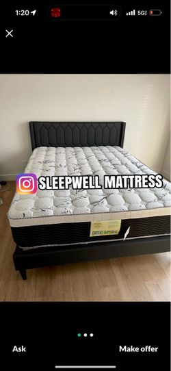 New Queen bed frame with mattress