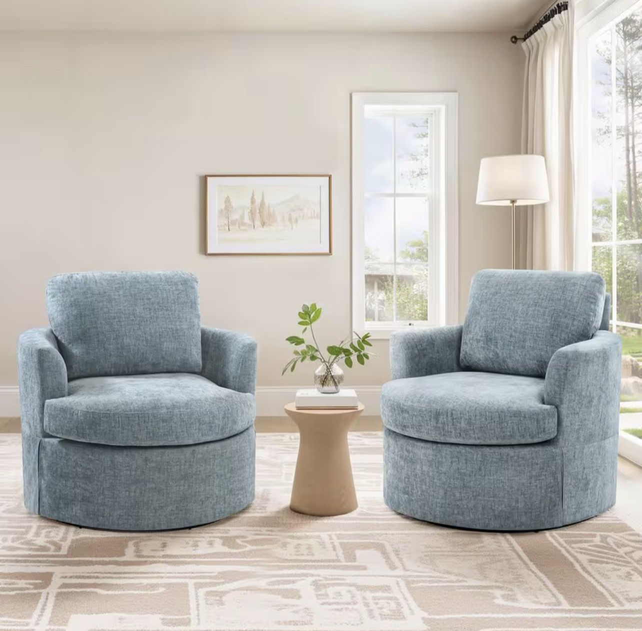 Set of 2 Blue Accent Chair Swivel Lue BONA