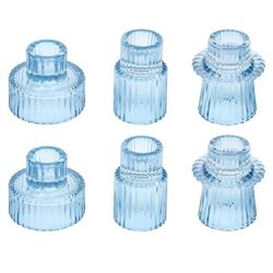 Vixdonos Glass Candlestick Holders Tealight Candle Holders for Table Centerpieces, Wedding Decor and Dinner Party (5 Pcs, Light Blue)

