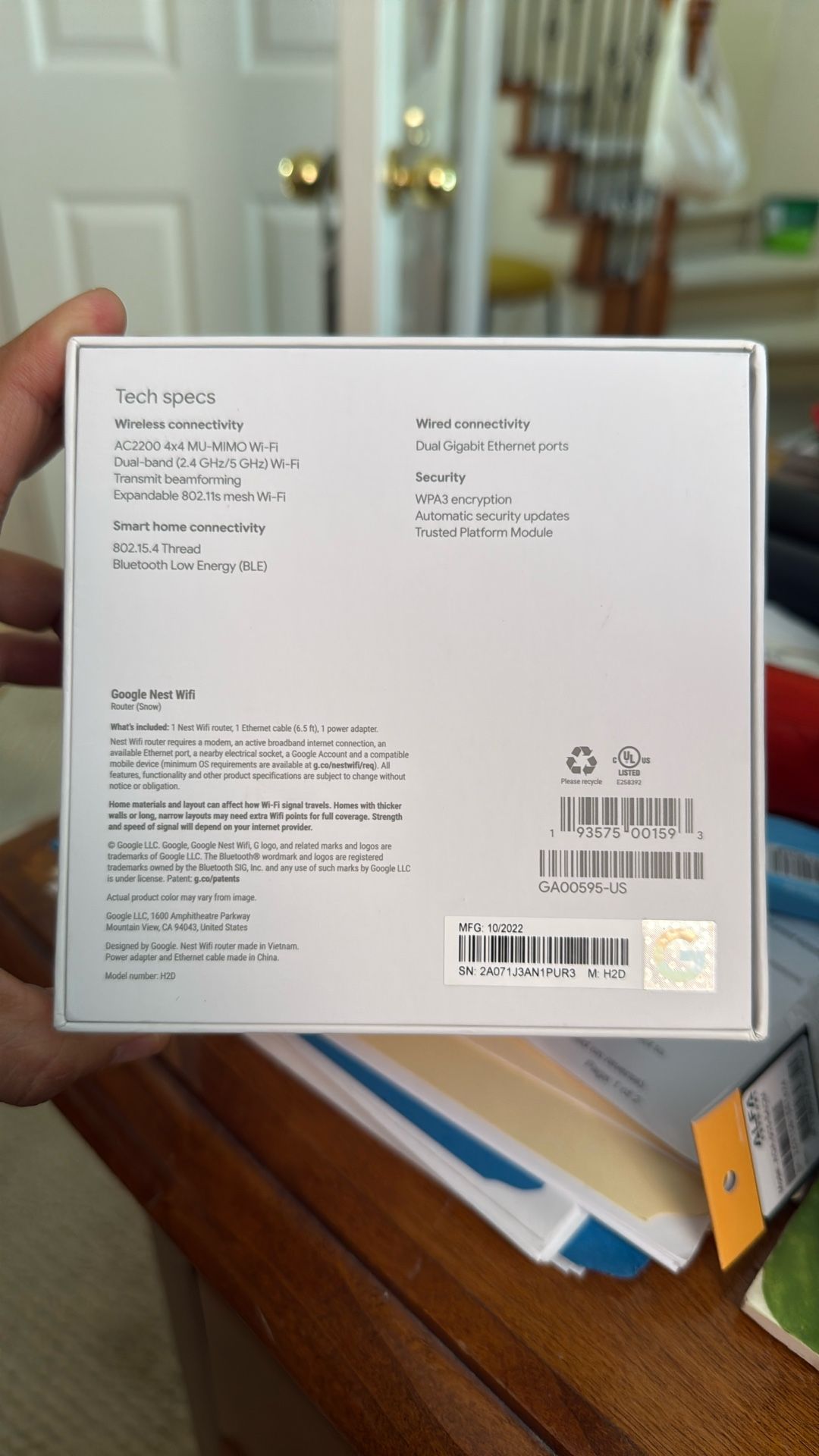 Google Nest WiFi Router AC2200 - 1 Pack