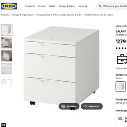 IKEA GALANT Mobile 3-Drawer Filing Cabinet NEW IN BOX