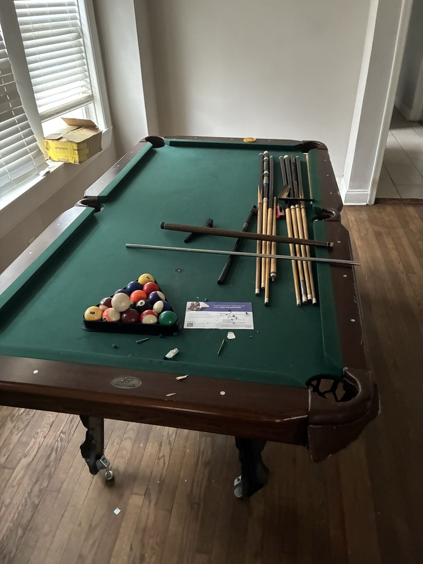 Pool Table All The Balls And 8 Sticks 250