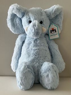 Rare Vintage Jellycat Bashful Blue Elly Elephant - Retired Sensory Toy (New With Tags)