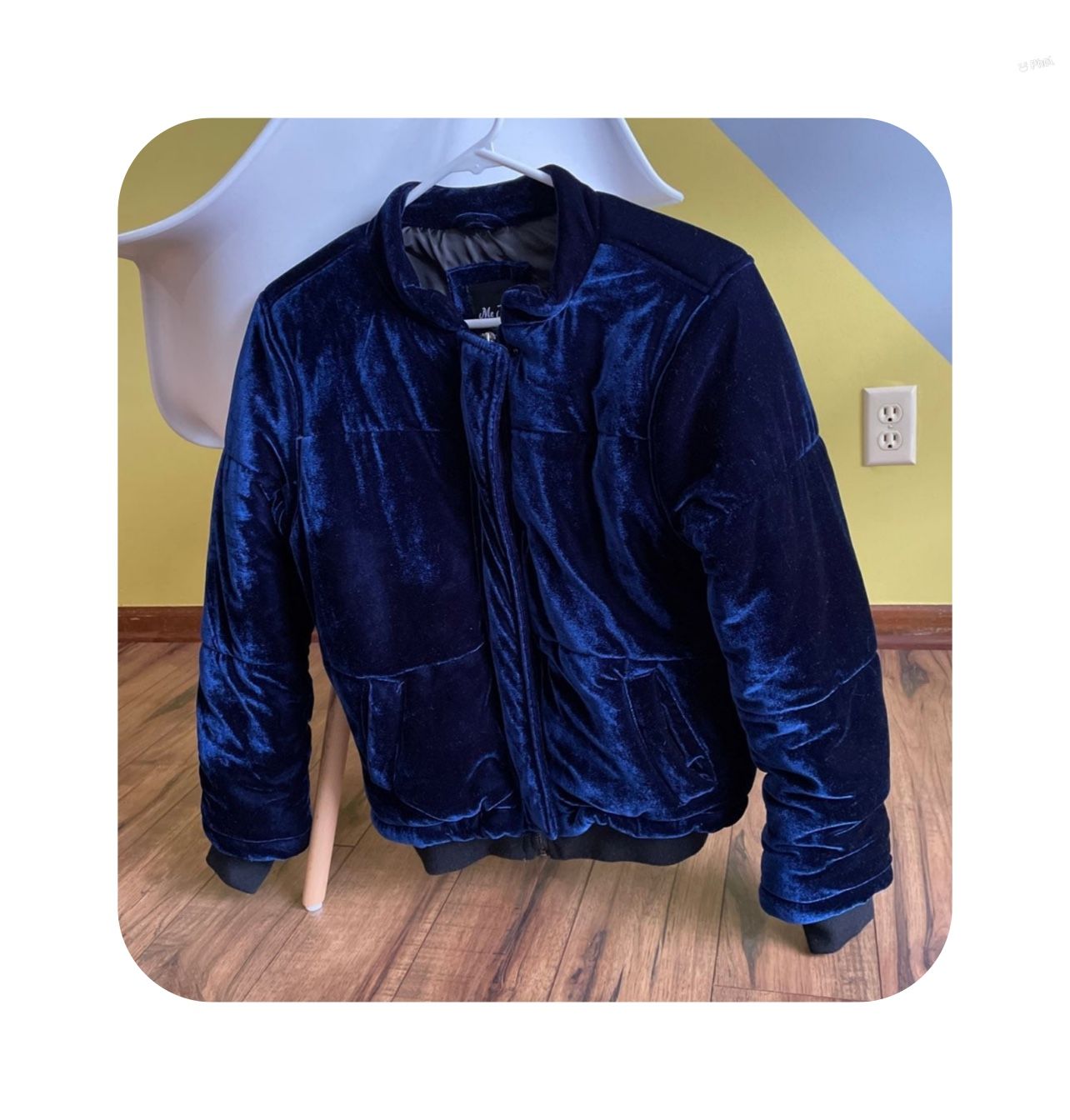 Me Jane Blue Velvet Puffer Jacket