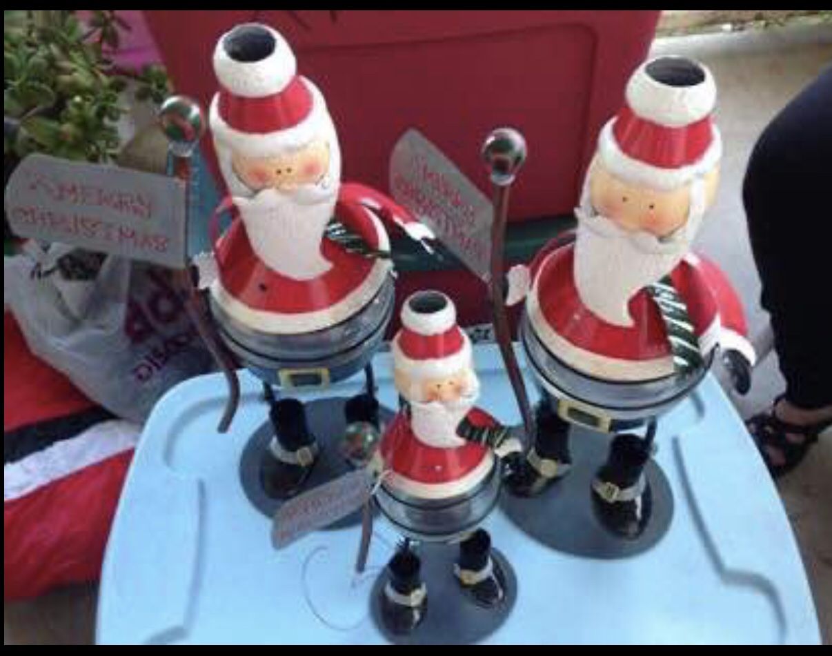 Santa Tea Light Holders 2 Big One Smaller Selling All 3 I Had Got It From JC Penny Never Used Brand New