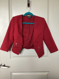 Red cropped blazer