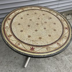 Tan And Red Mosaic Table