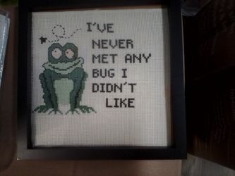 Frog Cross Stitch Framed