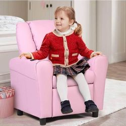 Lilola Home Marisa Faux Leather Kids Recliner Chair, Pink