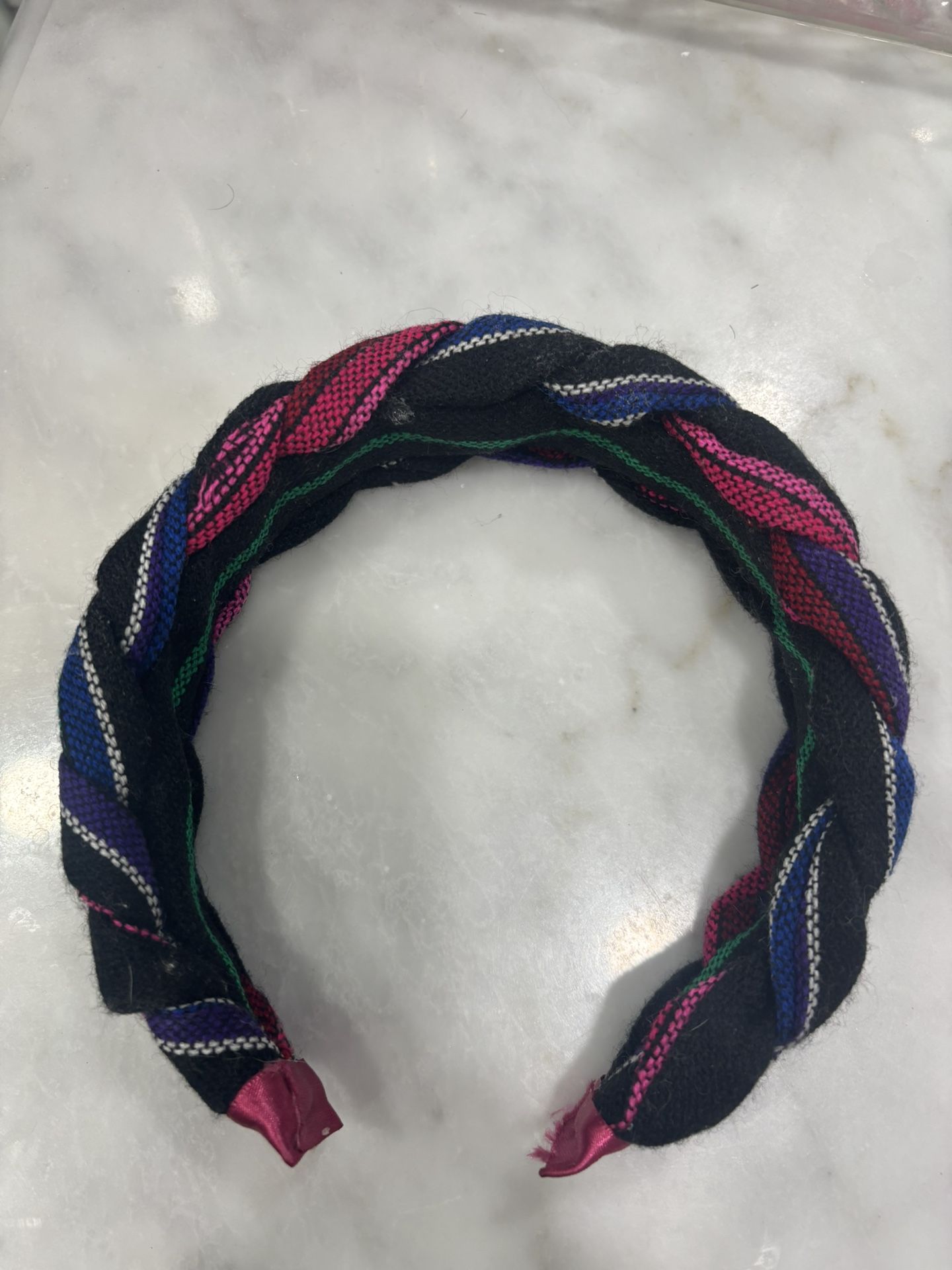 Braided headband Black , White Red