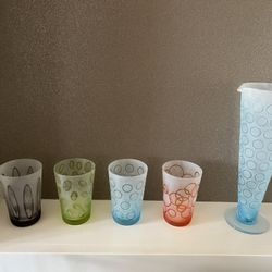 Manorisms Colorful Glassware—Pitcher and 4 Glasses Smoke free household 