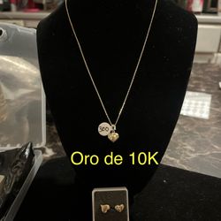 Cadena De Oro Con Aretes