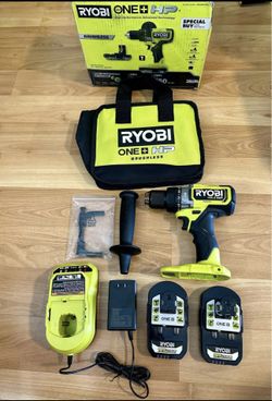 RYOBI ONE+ HP 18V Brushless 1/2 in. Drill with (2) 2.0Ah HIGH PERFORMANCE Batteries, Charger & Bag