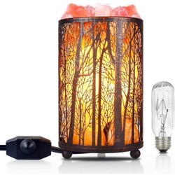 Himalayan Pink Salt Lamp, Natural Salt Rock Lamp with Retro Forest Basket and Dimmer Switch, Romanti